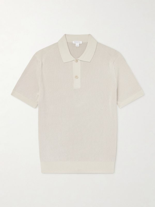 Ribbed Cotton Polo-Shirt