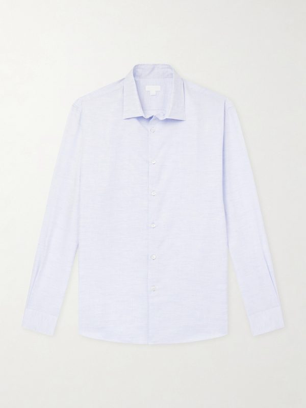Camp-Collar Cotton and Linen-Blend Shirt
