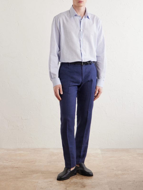 Camp-Collar Cotton and Linen-Blend Shirt - OU