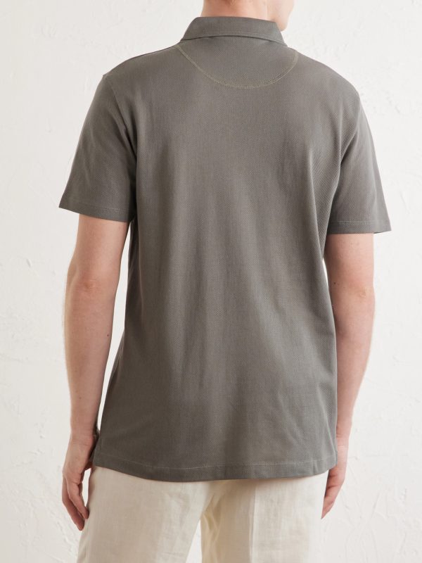 Riviera Cotton-Mesh Polo Shirt - BK Riviera Cotton-Mesh Polo Shirt - BK