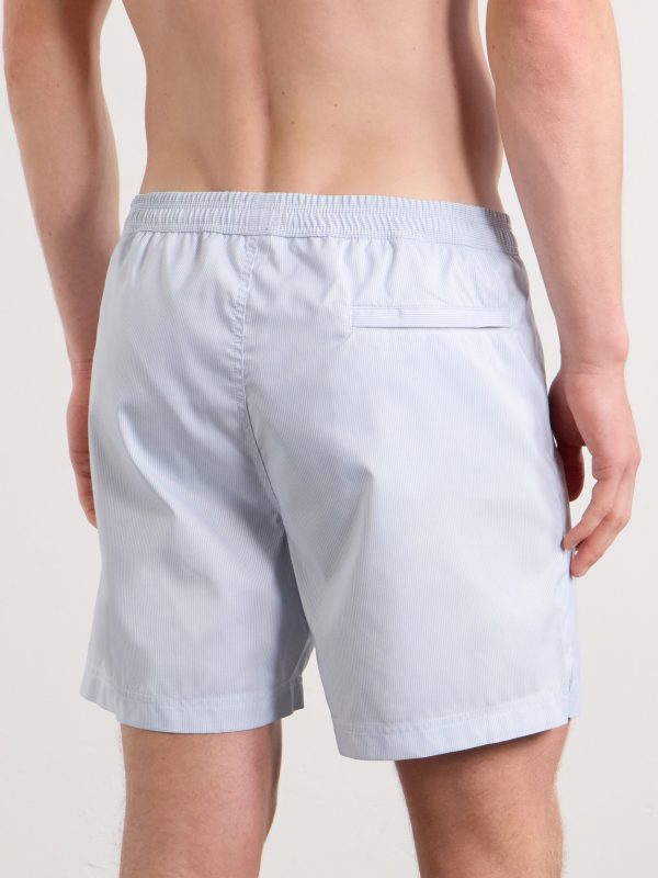 Fine Striped Straight-Leg Swim Shorts - BK Fine Striped Straight-Leg Swim Shorts - BK