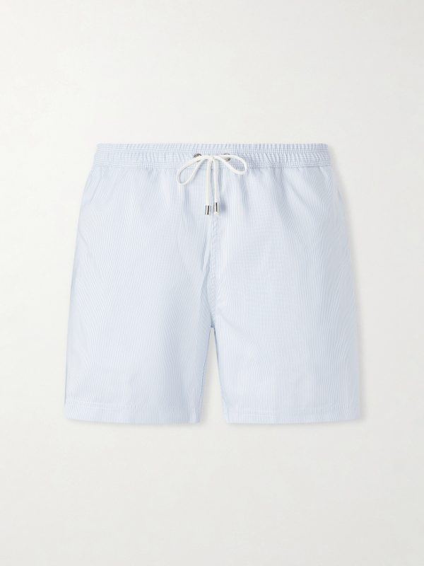 Fine Striped Straight-Leg Swim Shorts Fine Striped Straight-Leg Swim Shorts