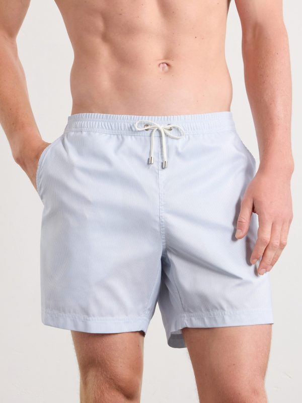 Fine Striped Straight-Leg Swim Shorts - OU Fine Striped Straight-Leg Swim Shorts - OU