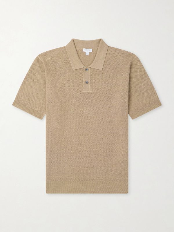 Honeycomb-Knit Linen and Silk-Blend Polo Shirt Honeycomb-Knit Linen and Silk-Blend Polo Shirt