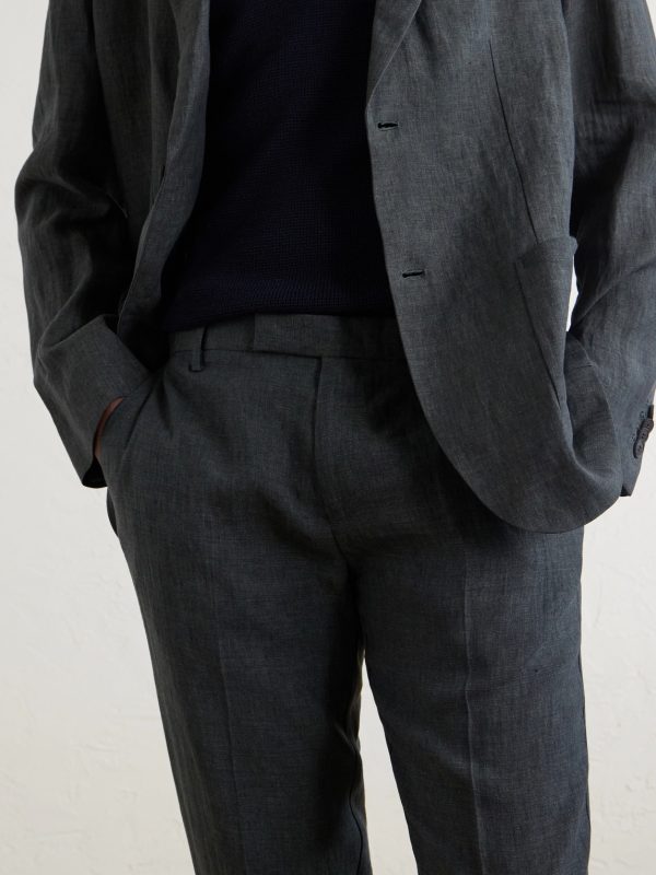 Straight-Leg Pleated Linen Suit Trousers - CU Straight-Leg Pleated Linen Suit Trousers - CU