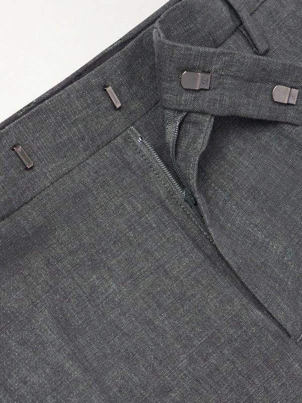 Straight-Leg Pleated Linen Suit Trousers - E1 Straight-Leg Pleated Linen Suit Trousers - E1