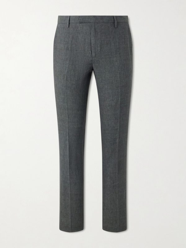 Straight-Leg Pleated Linen Suit Trousers Straight-Leg Pleated Linen Suit Trousers