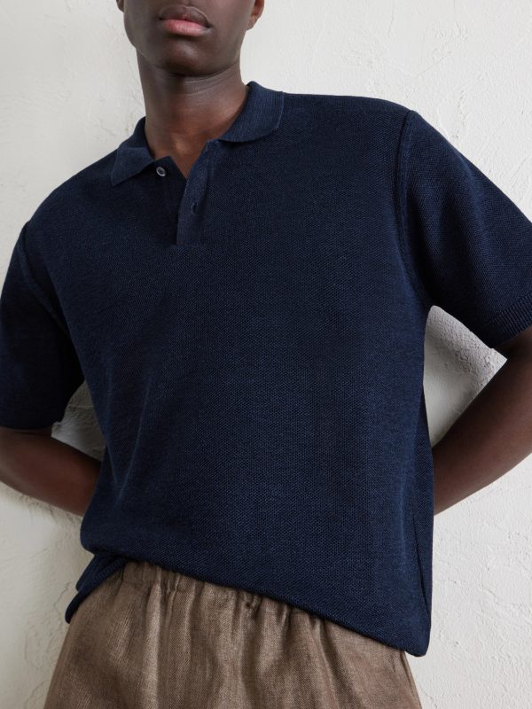 Honeycomb-Knit Linen and Silk-Blend Polo Shirt - CU Honeycomb-Knit Linen and Silk-Blend Polo Shirt - CU