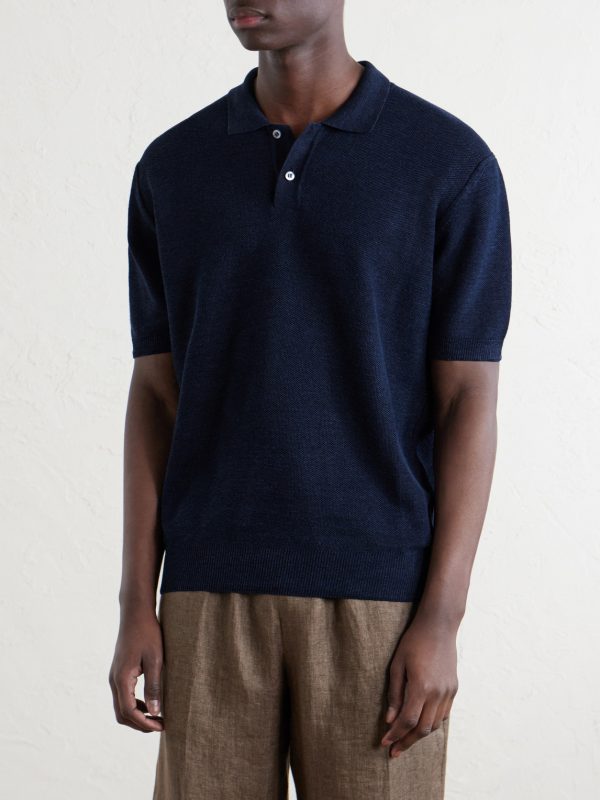 Honeycomb-Knit Linen and Silk-Blend Polo Shirt - FR Honeycomb-Knit Linen and Silk-Blend Polo Shirt - FR
