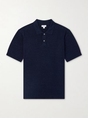 Honeycomb-Knit Linen and Silk-Blend Polo Shirt Honeycomb-Knit Linen and Silk-Blend Polo Shirt
