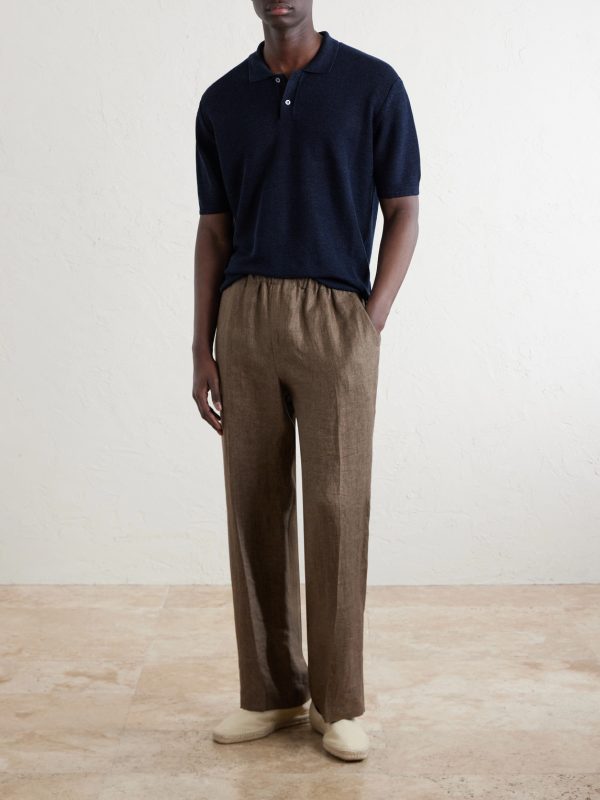 Honeycomb-Knit Linen and Silk-Blend Polo Shirt - OU Honeycomb-Knit Linen and Silk-Blend Polo Shirt - OU