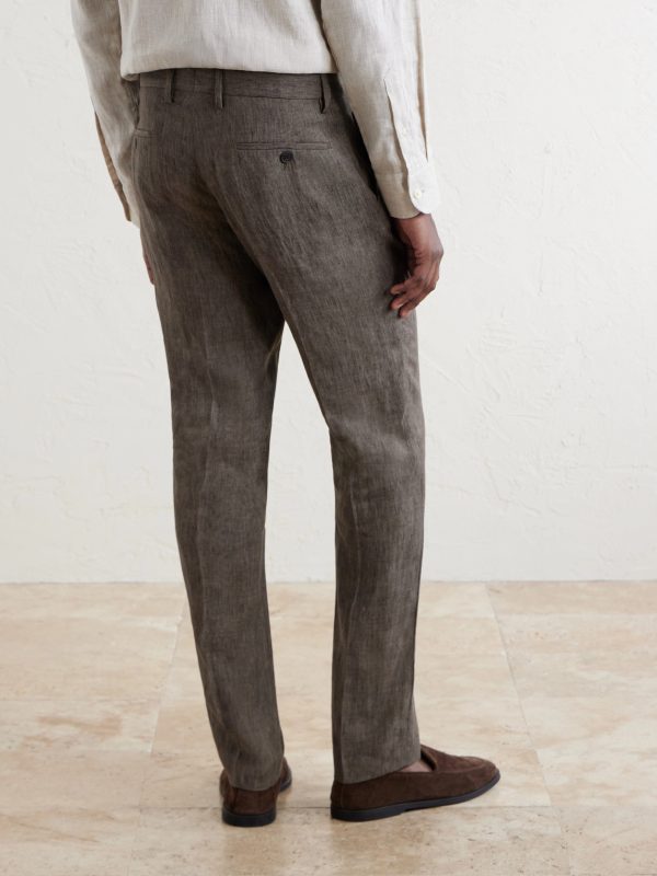 Straight-Leg Pleated Linen Suit Trousers - BK