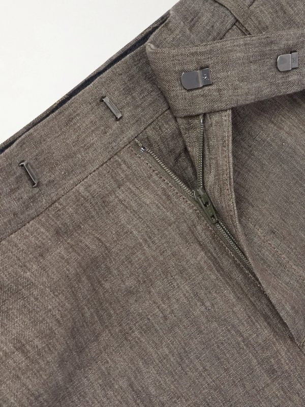 Straight-Leg Pleated Linen Suit Trousers - CU