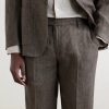 Straight-Leg Pleated Linen Suit Trousers - E1