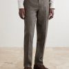 Straight-Leg Pleated Linen Suit Trousers - FR