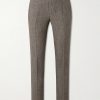 Straight-Leg Pleated Linen Suit Trousers