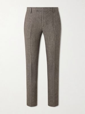 Straight-Leg Pleated Linen Suit Trousers Straight-Leg Pleated Linen Suit Trousers