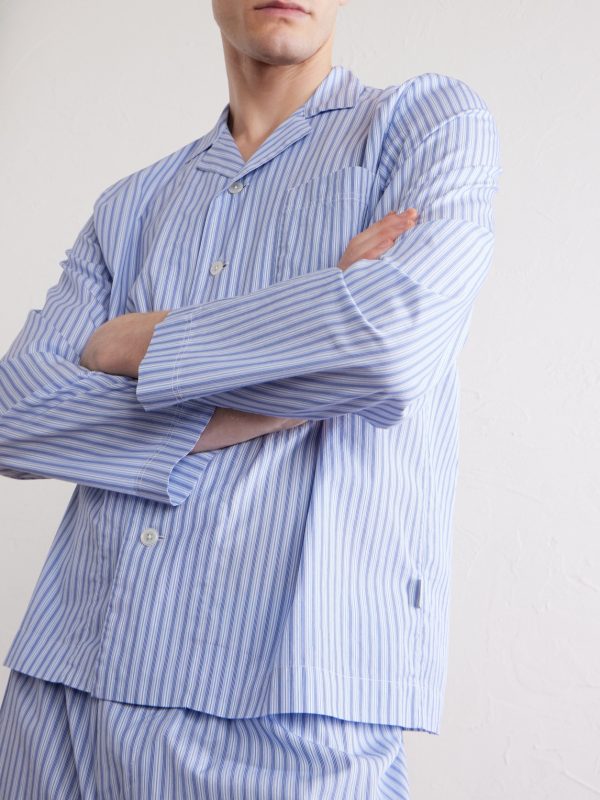 Camp-Collar Striped Organic Cotton Pyjama Shirt - CU