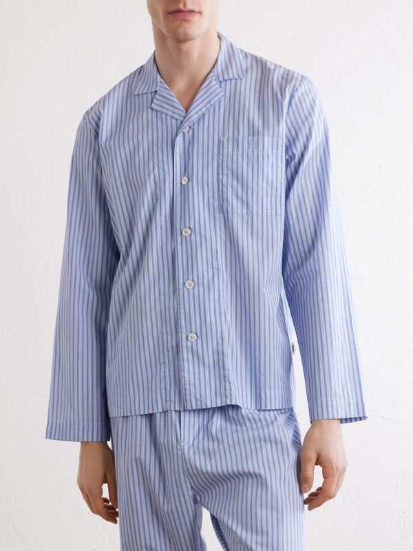 Camp-Collar Striped Organic Cotton Pyjama Shirt - FR