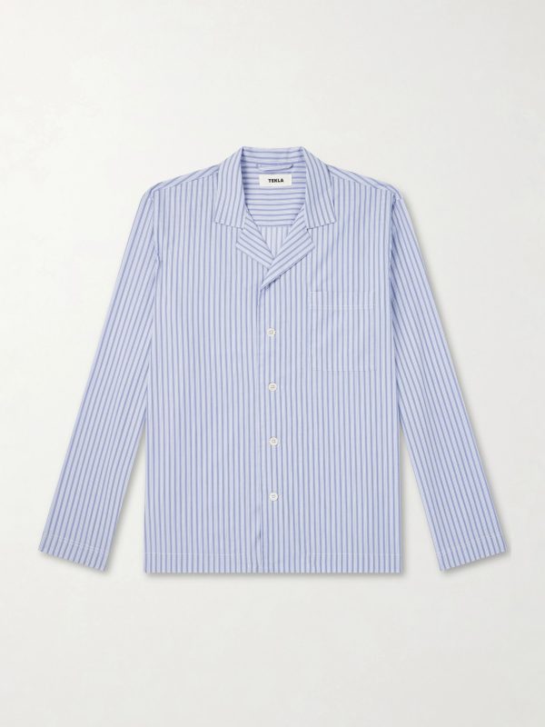 Camp-Collar Striped Organic Cotton Pyjama Shirt