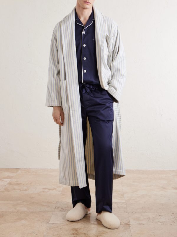 Belted Striped Organic Cotton-Terry Robe - OU Belted Striped Organic Cotton-Terry Robe - OU