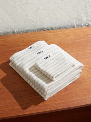 Set of Three Logo-Appliquéd Striped Organic Cotton Towels Set of Three Logo-Appliquéd Striped Organic Cotton Towels
