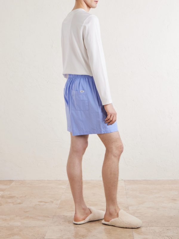 Straight-Leg Striped Organic Cotton-Poplin Shorts - BK