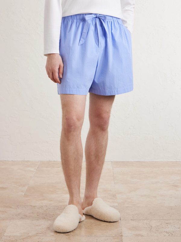 Straight-Leg Striped Organic Cotton-Poplin Shorts - FR