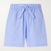 Straight-Leg Striped Organic Cotton-Poplin Shorts
