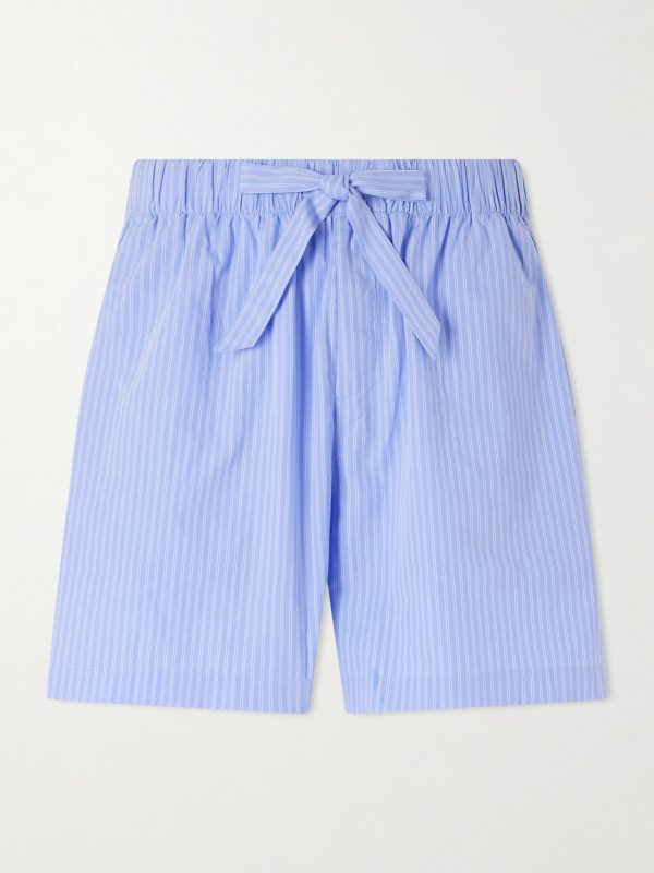 Straight-Leg Striped Organic Cotton-Poplin Shorts