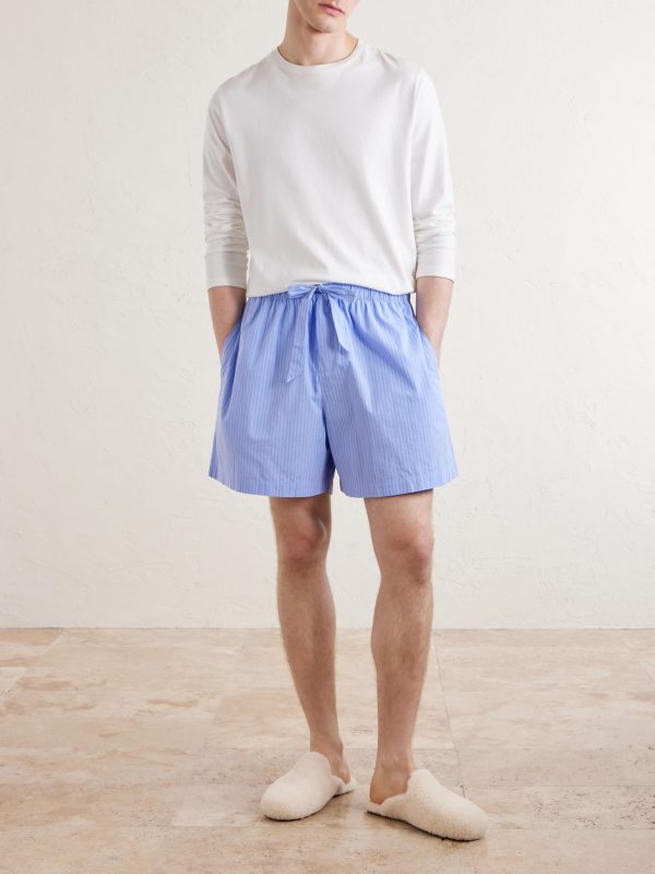 Straight-Leg Striped Organic Cotton-Poplin Shorts - OU