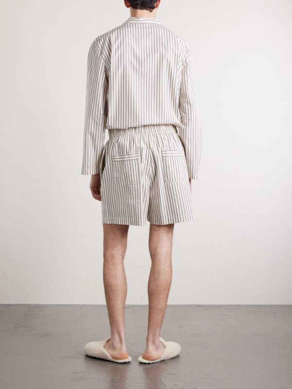 Straight-Leg Striped Organic Cotton-Poplin Shorts - BK