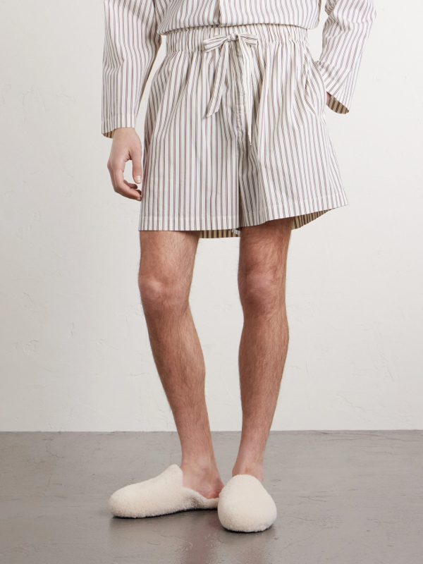 Straight-Leg Striped Organic Cotton-Poplin Shorts - FR