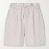 Straight-Leg Striped Organic Cotton-Poplin Shorts