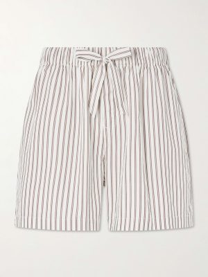 Straight-Leg Striped Organic Cotton-Poplin Shorts