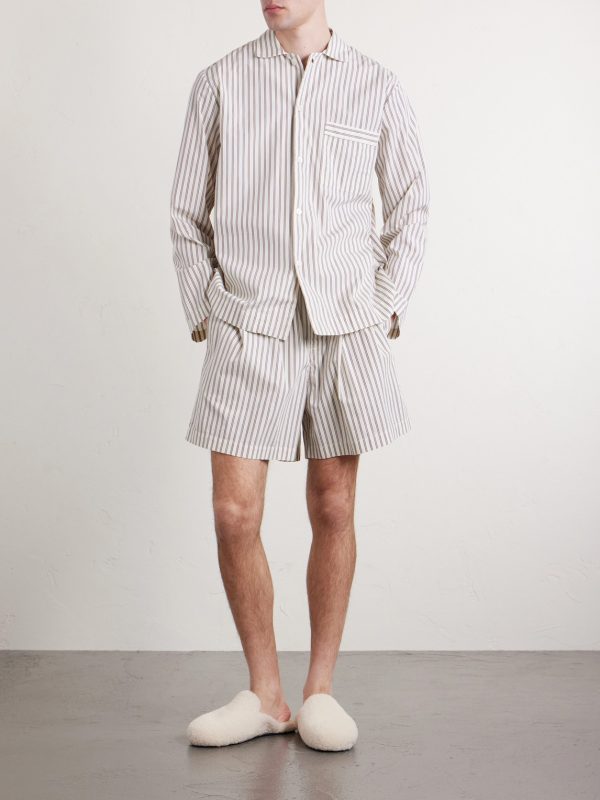 Straight-Leg Striped Organic Cotton-Poplin Shorts - OU