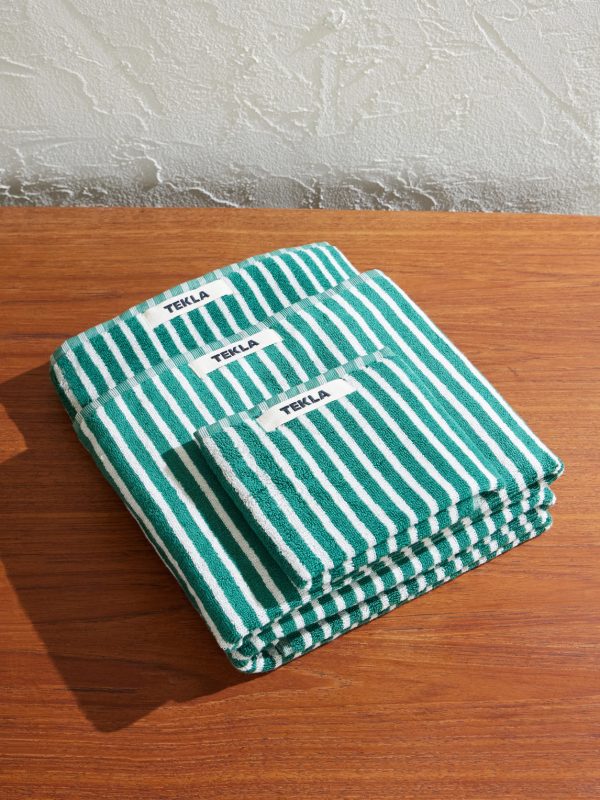 Set of Three Logo-Appliquéd Striped Organic Cotton Towels
