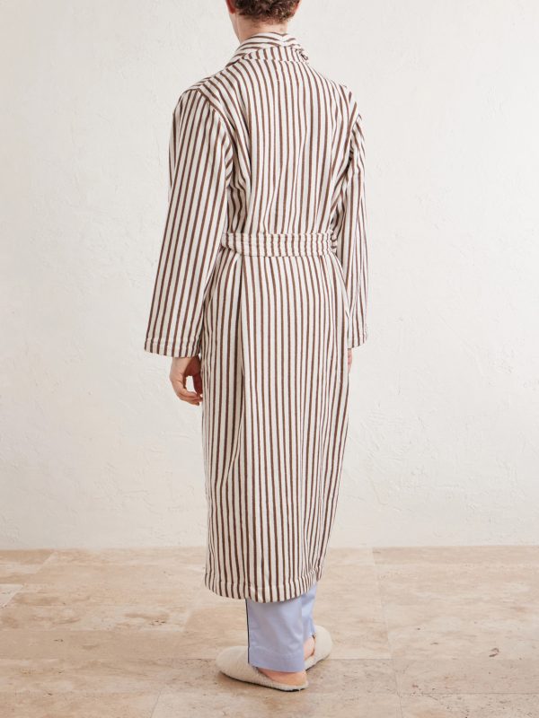 Belted Striped Organic Cotton-Terry Robe - BK