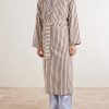Belted Striped Organic Cotton-Terry Robe - FR