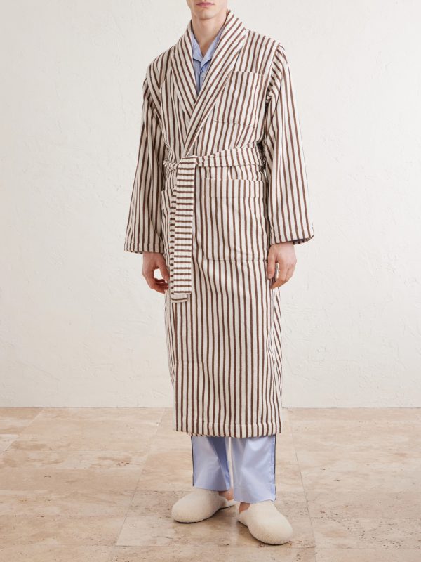 Belted Striped Organic Cotton-Terry Robe - FR