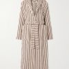 Belted Striped Organic Cotton-Terry Robe
