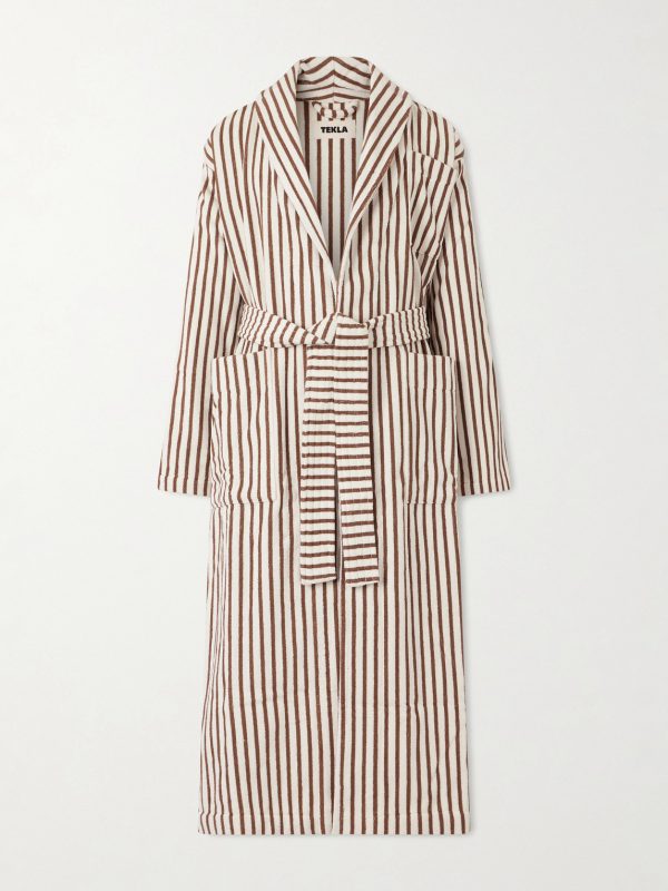 Belted Striped Organic Cotton-Terry Robe