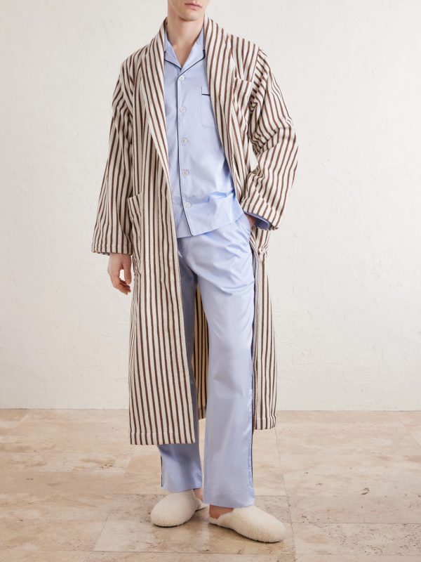 Belted Striped Organic Cotton-Terry Robe - OU