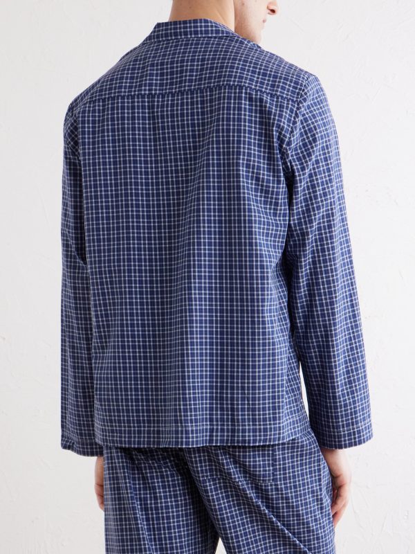 Camp-Collar Checked Organic Cotton Pyjama Shirt - BK