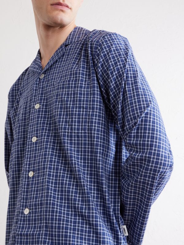 Camp-Collar Checked Organic Cotton Pyjama Shirt - CU