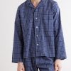 Camp-Collar Checked Organic Cotton Pyjama Shirt - FR