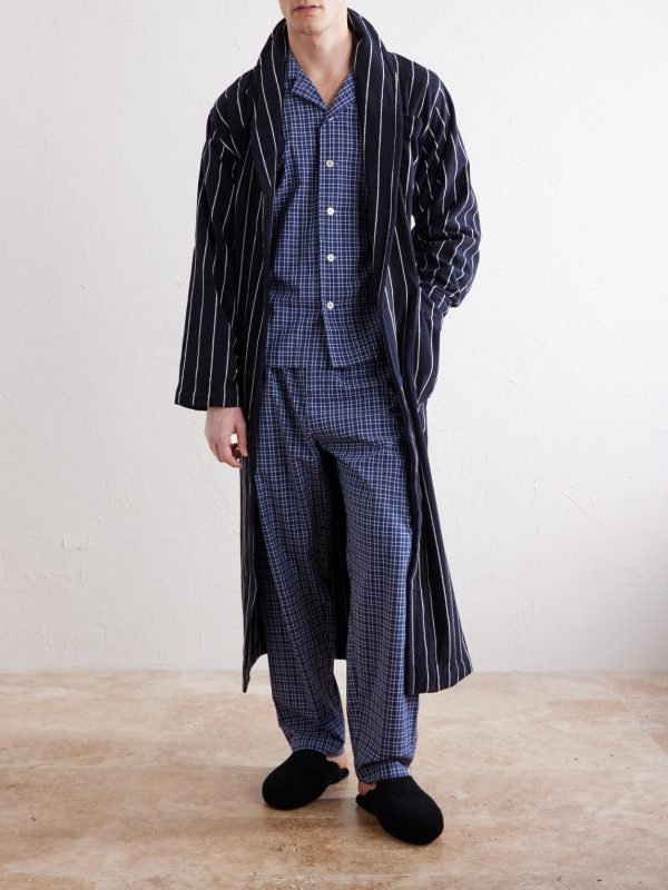 Camp-Collar Checked Organic Cotton Pyjama Shirt - OU