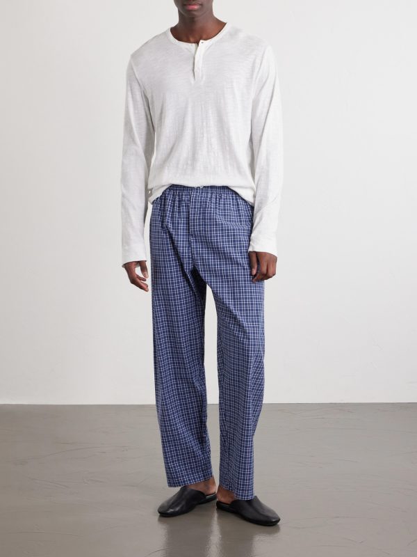 Straight-Leg Checked Organic Cotton-Poplin Pyjama Trousers - OU Straight-Leg Checked Organic Cotton-Poplin Pyjama Trousers - OU