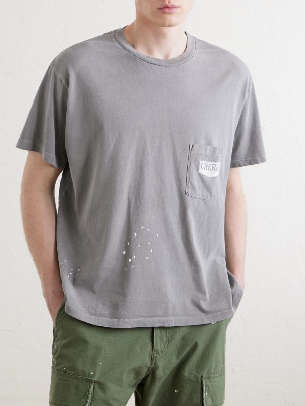 Logo-Print Paint-Splattered Cotton-Jersey T-Shirt - FR Logo-Print Paint-Splattered Cotton-Jersey T-Shirt - FR