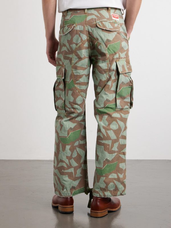 Camouflage Paint-splattered Cargo Wide-leg Trousers - BK Camouflage Paint-splattered Cargo Wide-leg Trousers - BK